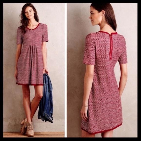 Anthro Maeve Red Dora Stretch knit dress Small - Picture 1 of 9